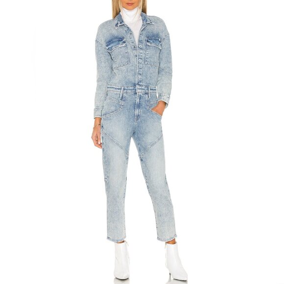 NWT MOTHER All In One Breaker Denim Jumpsuit Size L - Picture 11 of 15